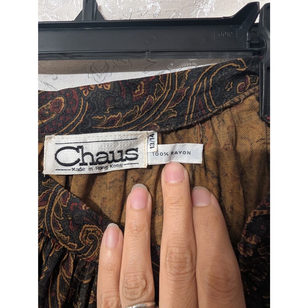 Vintage Chaus Paisley Rayon Midi Skirt 13/14 Whimsigoth Grunge Earthy - Picture 2 of 8